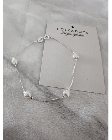 ( PEB23 ) Pulsera con Corazones de Perla Acero Blanco