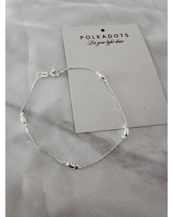 ( PEB24 ) Pulsera con Bolitas Alargadas Acero Blanco