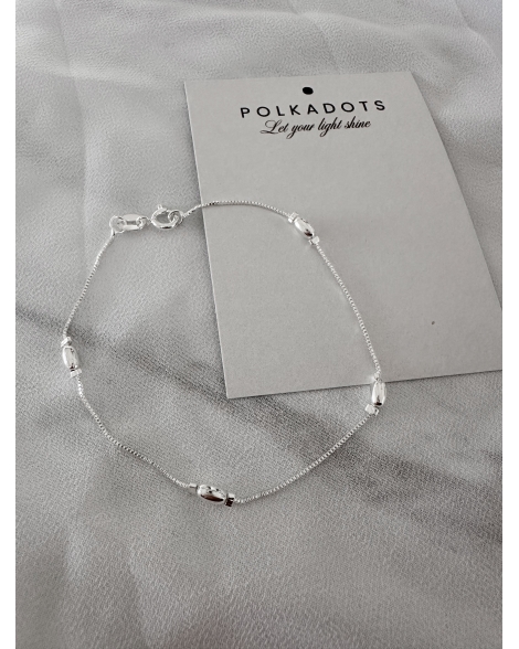 ( PEB24 ) Pulsera con Bolitas Alargadas Acero Blanco