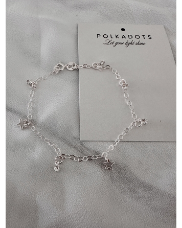 ( PEB25 ) Pulsera con Estrellas y cubic Acero Blanco