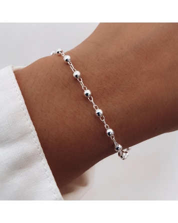 ( PEB4 ) Pulsera con Bolitas Acero Blanco