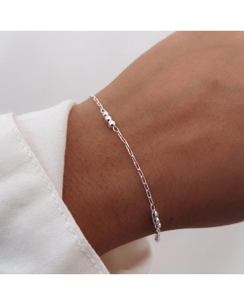 ( PEB5 ) Pulsera con Bolitas Acero Blanco