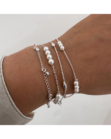 ( PEB13 ) Pulsera con Corazón y Cristal Acero Blanco