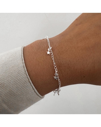 ( PEB9 ) Pulsera con Estrellas Acero Blanco