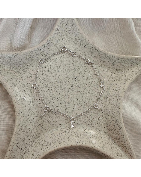 ( PEB9 ) Pulsera con Estrellas Acero Blanco