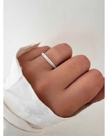 ( PN2088 ) Anillo Medio sin fin con Cubic  y Corazones Plata 925