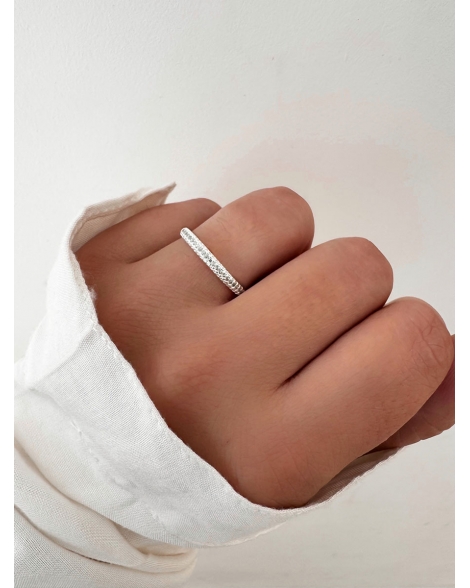( PN2088 ) Anillo Medio sin fin con Cubic  y Corazones Plata 925