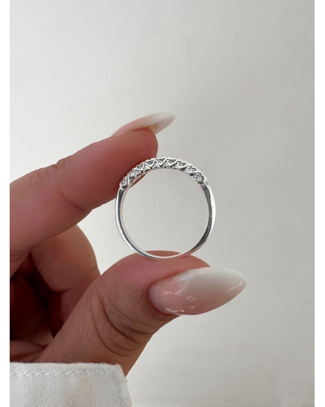 ( PN2088 ) Anillo Medio sin fin con Cubic  y Corazones Plata 925