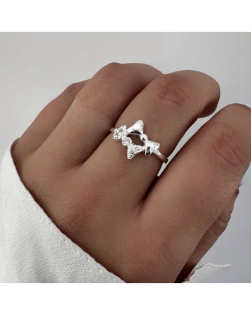 ( PN2101 ) Anillo Moñitos con Cubic Plata 925