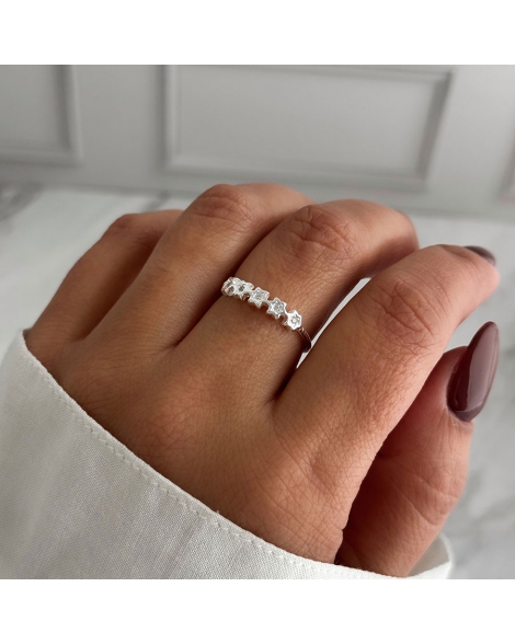 ( PN2110 ) Anillo con Estrellas y Cubic Plata 925