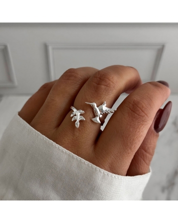 ( PN2112 ) Anillo con Colibri y Cubic Plata 925