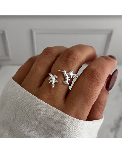 ( PN2112 ) Anillo con Colibri y Cubic Plata 925