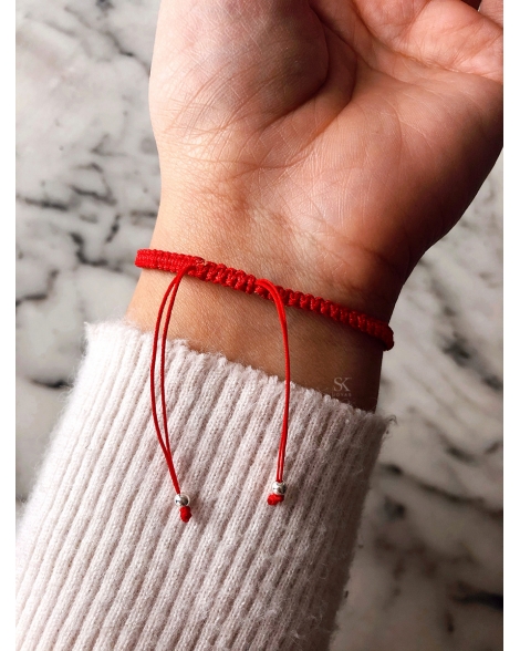 ( PP520N ) Pulsera Hilo y Plata con Bolitas