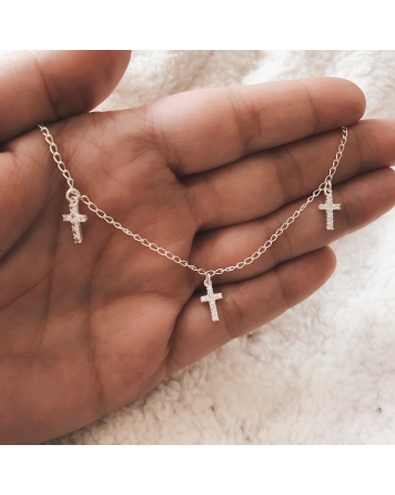 ( PP306 ) Pulsera de Plata con Cruces con Cubic