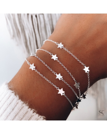 ( PP315 ) Pulsera De Plata con Estrellas