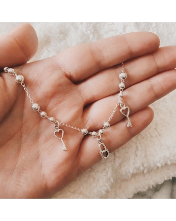 ( PP317 ) Pulsera De Plata con Llaves y candadito