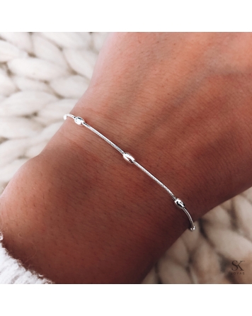 ( PP326 ) Pulsera colita de ratón con bolitas Ovaladas