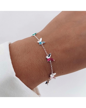 ( PP372 ) Pulsera con Mariposas con Cubic Multicolor AG