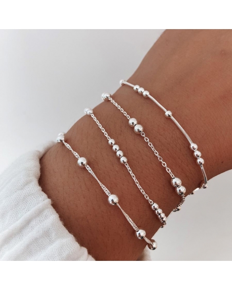 ( PP379 ) Pulsera con Bolitas Plata 925