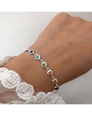 ( PP392 ) Pulsera de corazones con Cubic 925