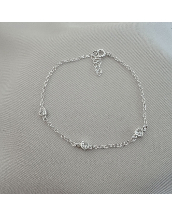 ( PP401 ) Pulsera con Corazones de Cubic Plata 925