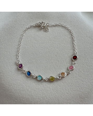 ( PP410 ) Pulsera con Colores de cristales Plata 925