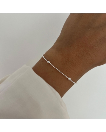 ( PP411 ) Pulsera con Bolitas Plata 925