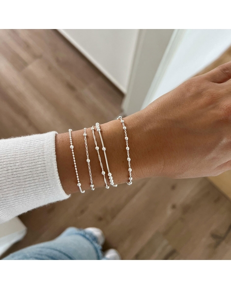 ( PP413 ) Pulsera con Bolitas  Plata 925