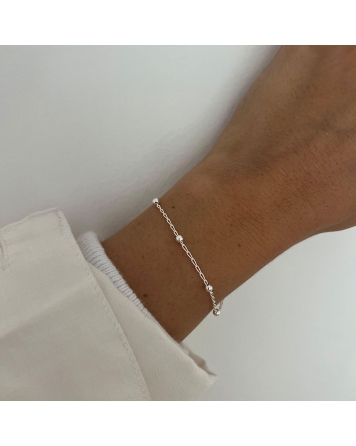 ( PP414 ) Pulsera con Bolitas  Plata 925