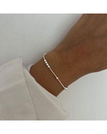 ( PP415 ) Pulsera con Bolitas  Plata 925