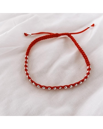 ( PP508R ) Pulsera Hilo y Plata con Bolitas