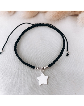 ( PP533N ) Pulsera Hilo y Plata con Estrella AG