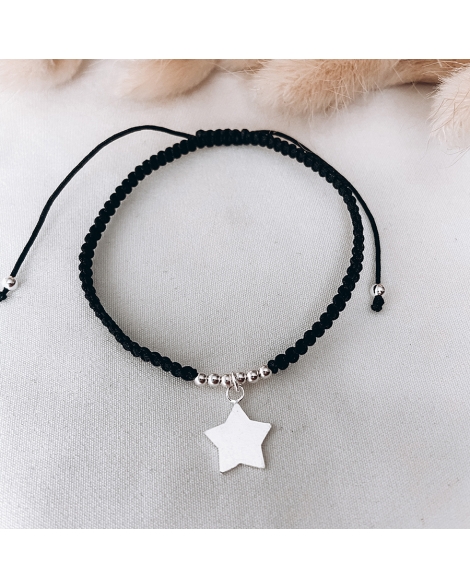 ( PP533N ) Pulsera Hilo y Plata con Estrella AG