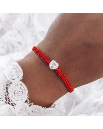 ( PP548R ) Pulsera Hilo y Plata con Susanita corazón