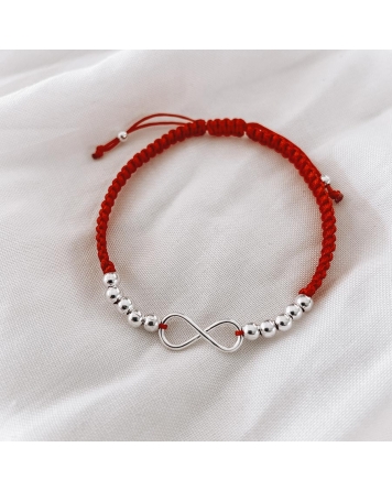 ( PP552R ) Pulsera Hilo y Plata con Infinito