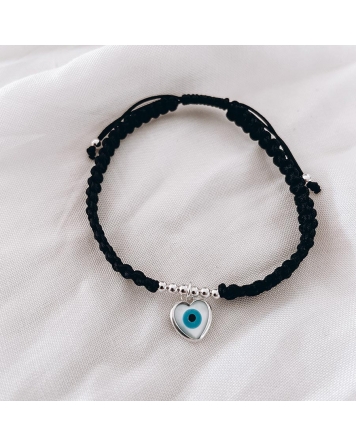 ( PP553N ) Pulsera Hilo y Plata con Ojito