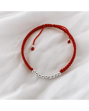 ( PP555R ) Pulsera Hilo y Plata con Bolitas