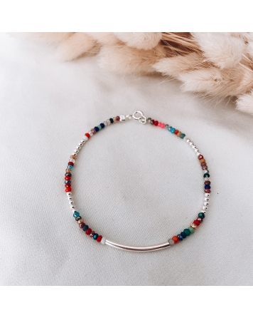 ( PP750 ) Pulsera con Cristales Multi y Barrita AG