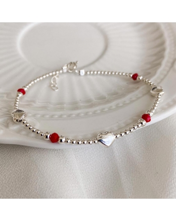 ( PP751 ) Pulsera con Bolitas y Corazón AG