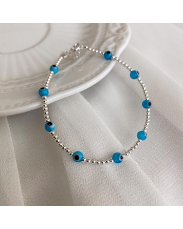 ( PP762 ) Pulsera con Bolitas con Hojitos P.925