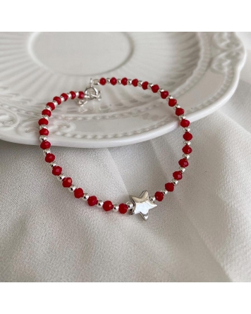 ( PP774 ) Pulsera con Cristales Rojos P.925