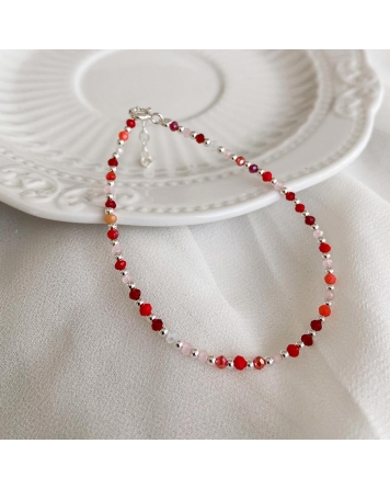 ( PP775 ) Pulsera con Cristales Rojos P.925