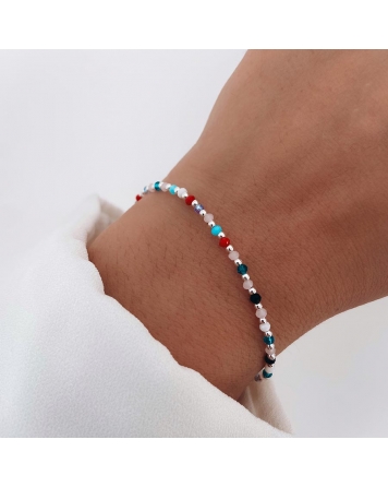 ( PP784 ) Pulsera con Cristales Multicolores Plata 925