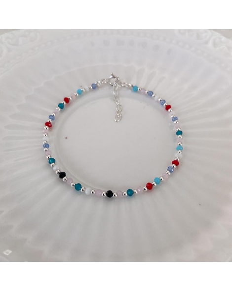( PP784 ) Pulsera con Cristales Multicolores Plata 925