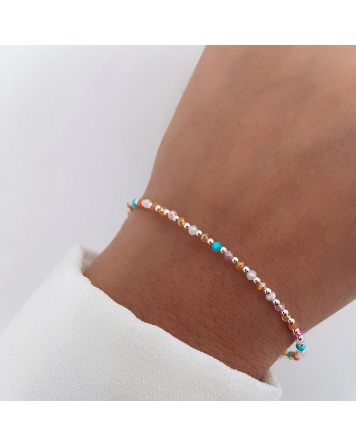 ( PP785 ) Pulsera con Cristales Multicolores Plata 925