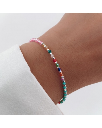 ( PP787 ) Pulsera con Cristales Multicolores P.925