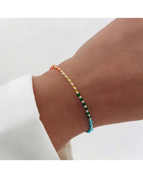 ( PP788 ) Pulsera con Cristales Multicolores P.925