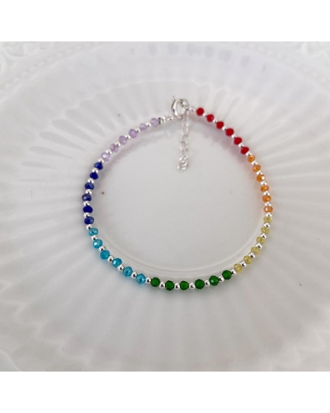 ( PP788 ) Pulsera con Cristales Multicolores Plata 925