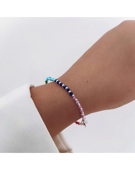 ( PP788 ) Pulsera con Cristales Multicolores Plata 925