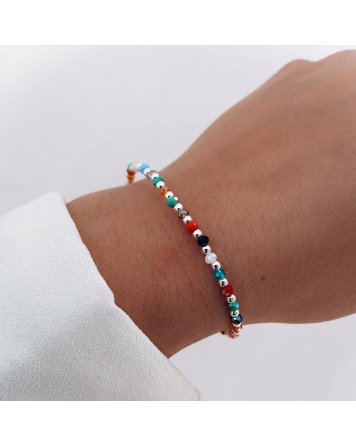 ( PP789 ) Pulsera con Cristales Multicolores P.925